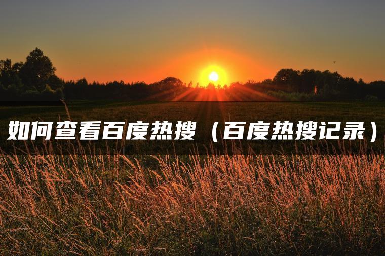 如何查看百度热搜（百度热搜记录）